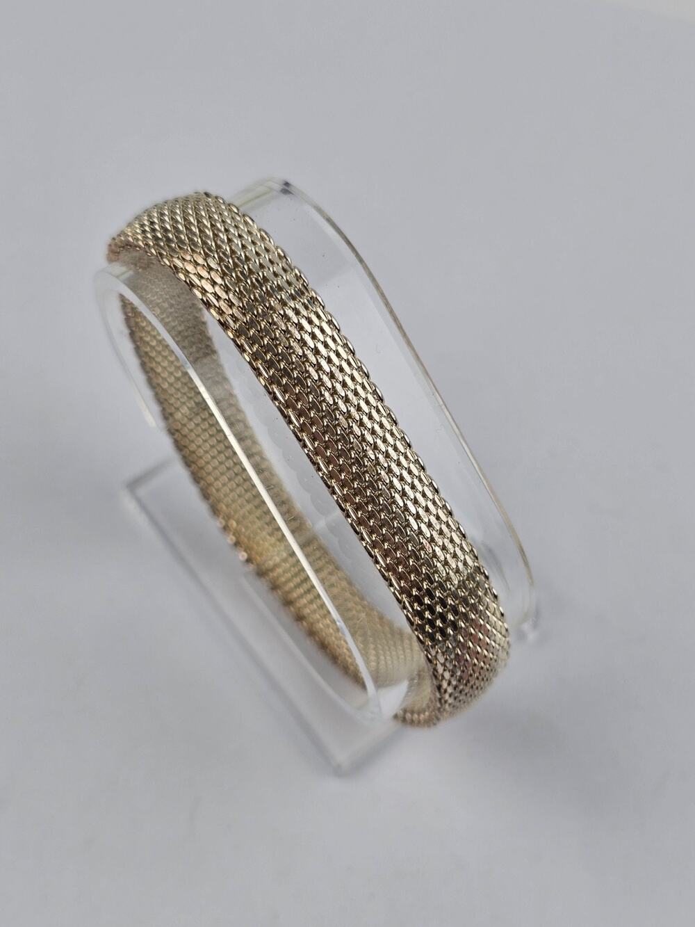 Solid Sterling Silver Woven Mesh Bracelet 12mm Size 8.25 signed GC 42g